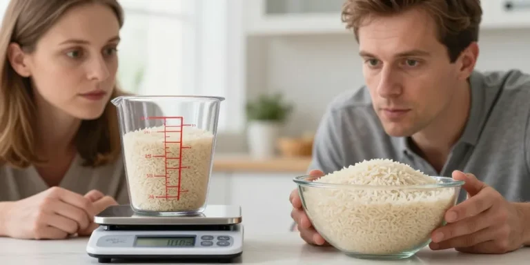 difference poids riz cru et cuit